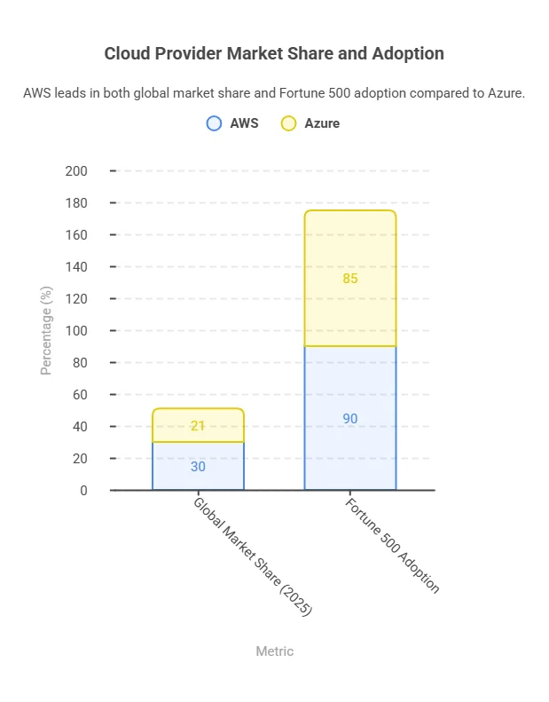 AWS vs Azure: Market adoption statistics